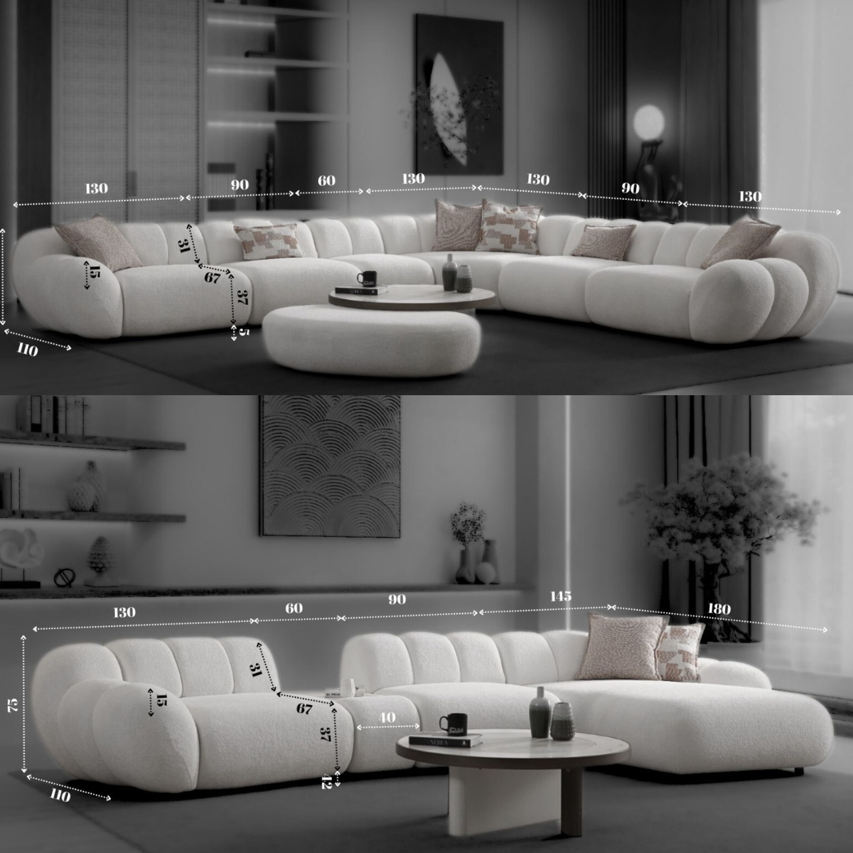Modular Bouclé Sofas and Corner Sofas, Molivo