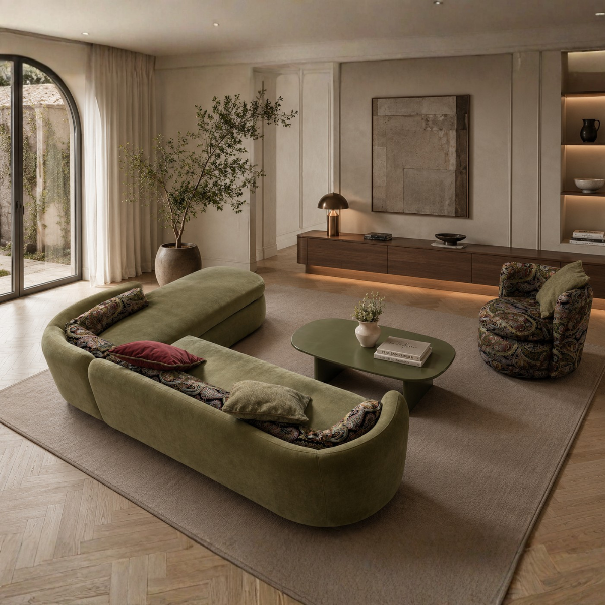 Modular Corner Sofa Bellagio, Italian elegance in bouclé