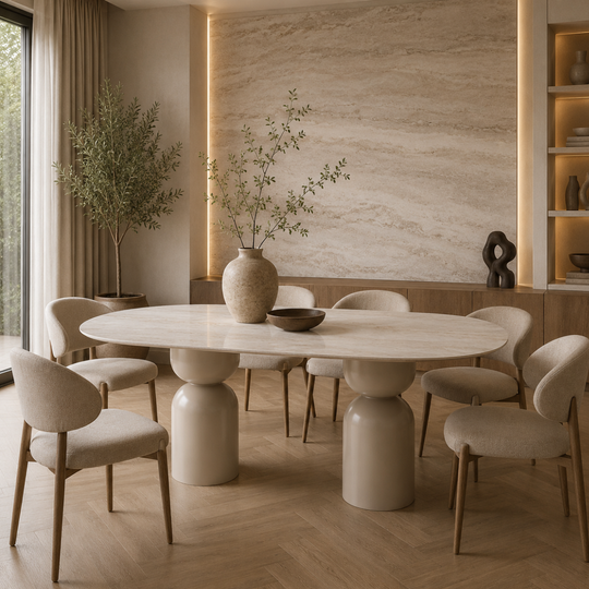 Dining Table Lisbon 200x100 cm, Ceramic Top and Wooden Legs
