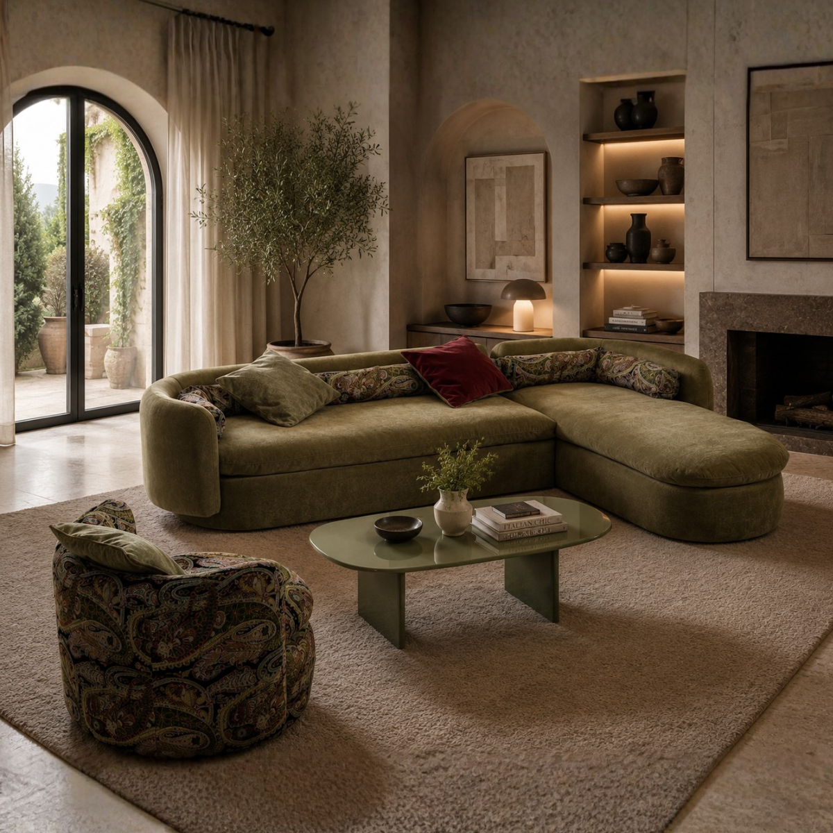 Modular Corner Sofa Bellagio, Italian elegance in bouclé