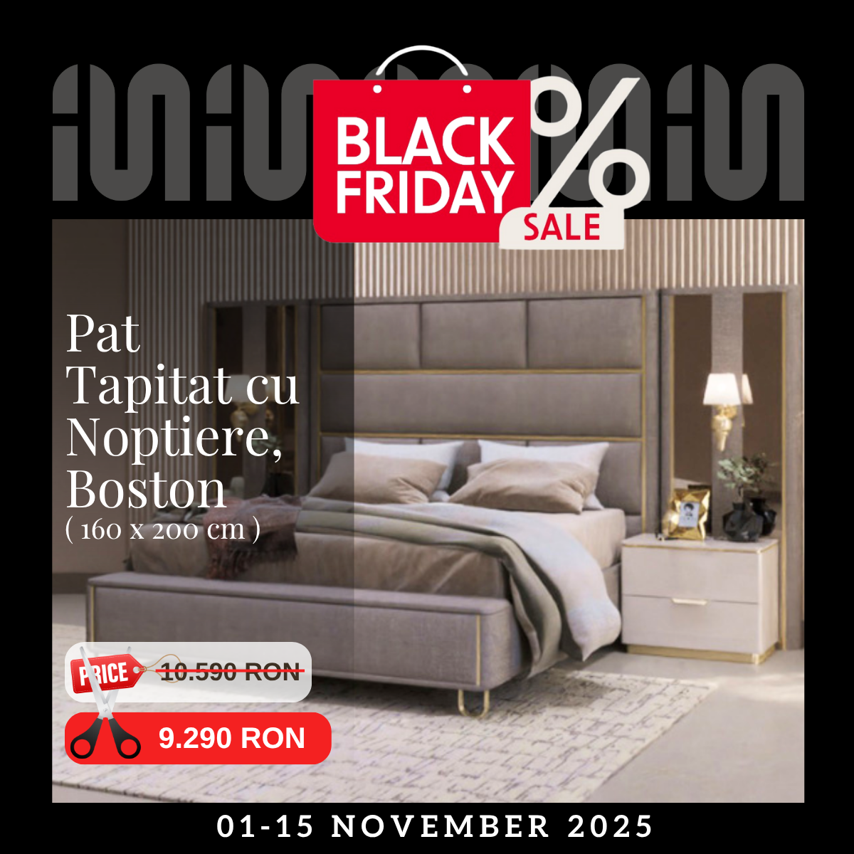 Luxury Upholstered Bed, Boston