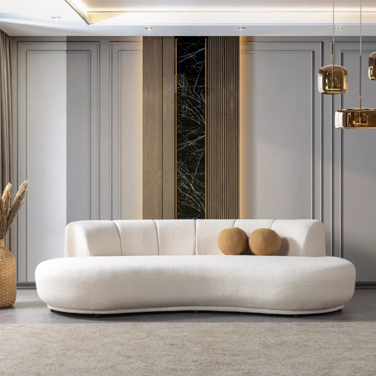 Modern Bouclé Sofa, Cavella