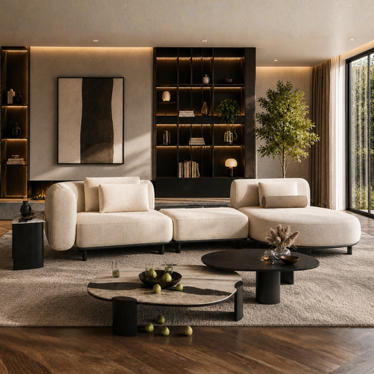Modular Bouclé Corner Sofa Galla, modern design for the living room