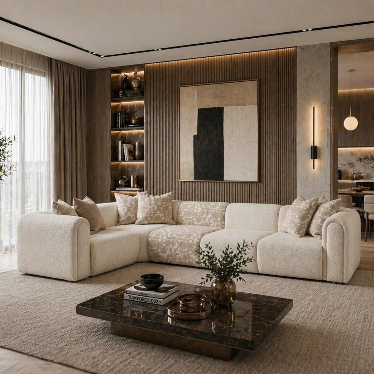 Modular Bouclé Corner Sofa, Como