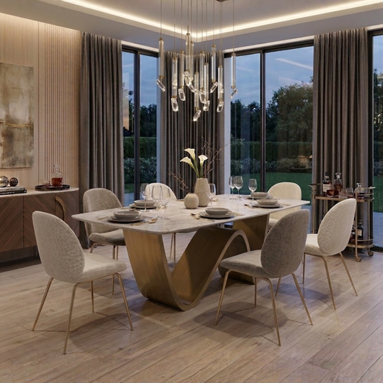 Dining Table Wien, sculptural design and ceramic top