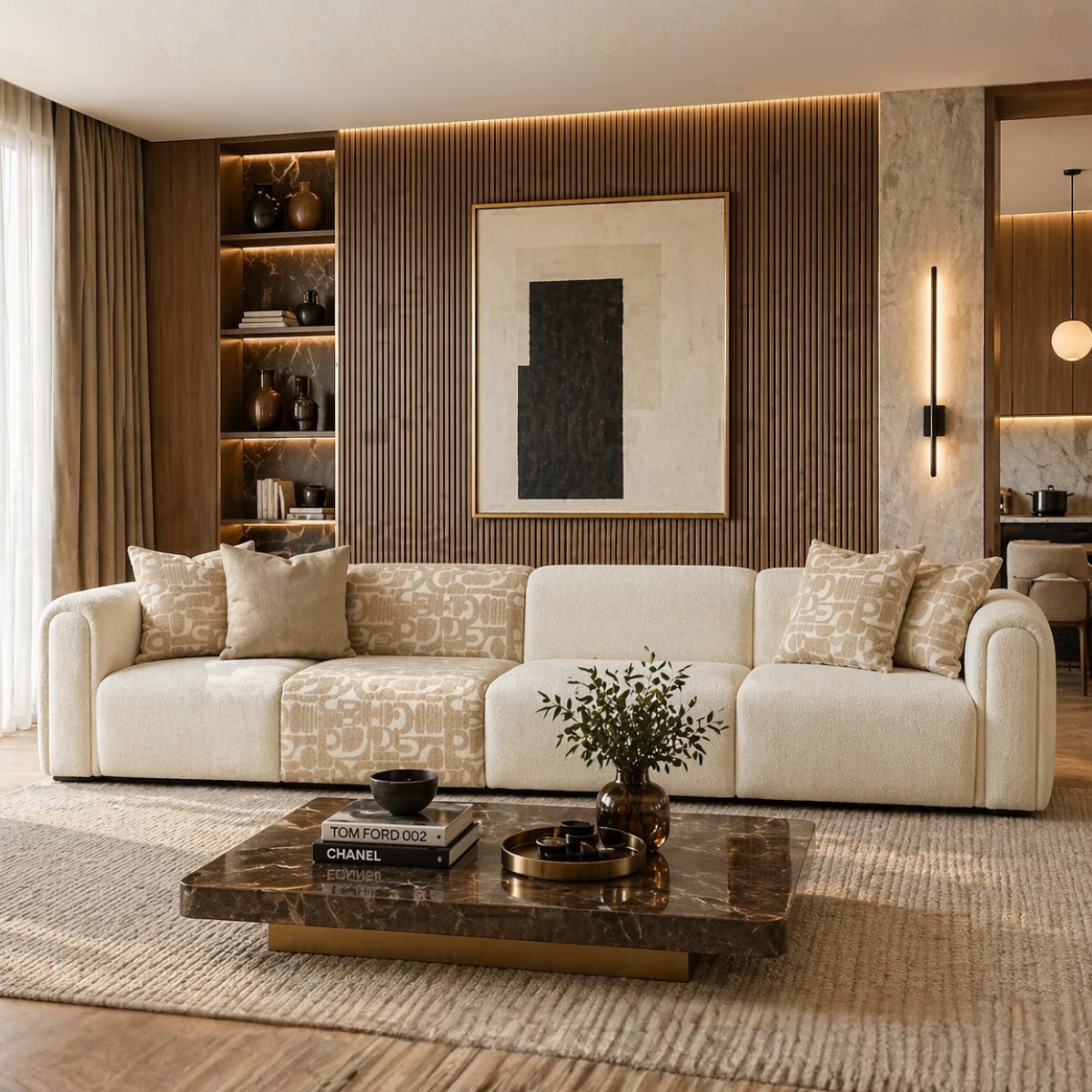 Modular Bouclé Corner Sofa, Como