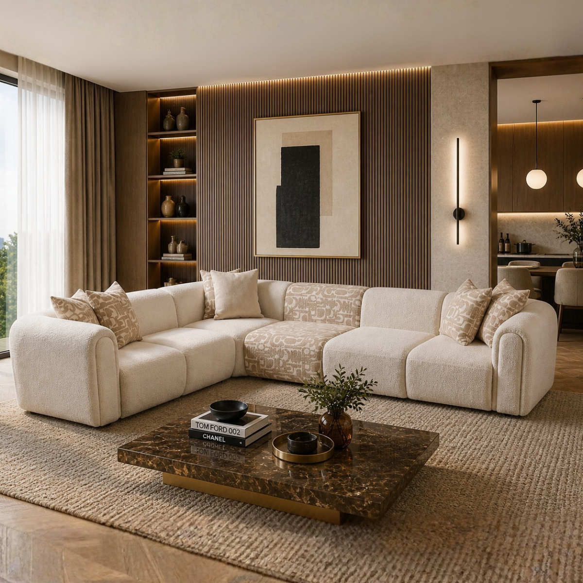 Modular Bouclé Corner Sofa, Como