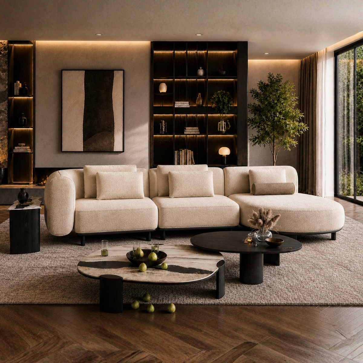 Modular Bouclé Corner Sofa Galla, modern design for the living room