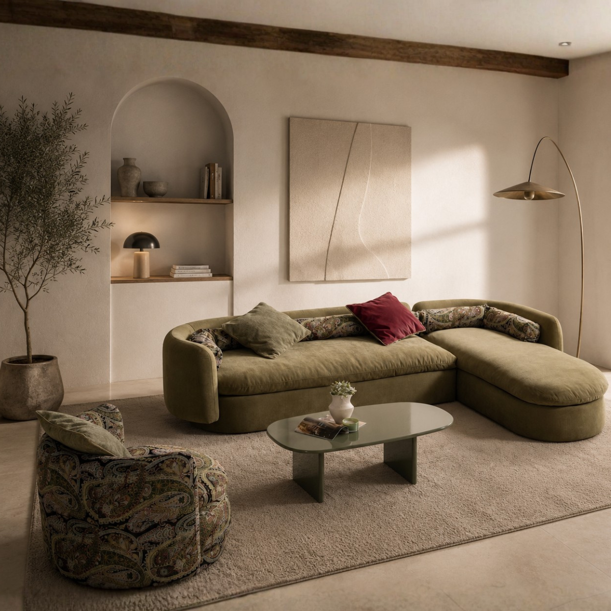 Modular Corner Sofa Bellagio, Italian elegance in bouclé