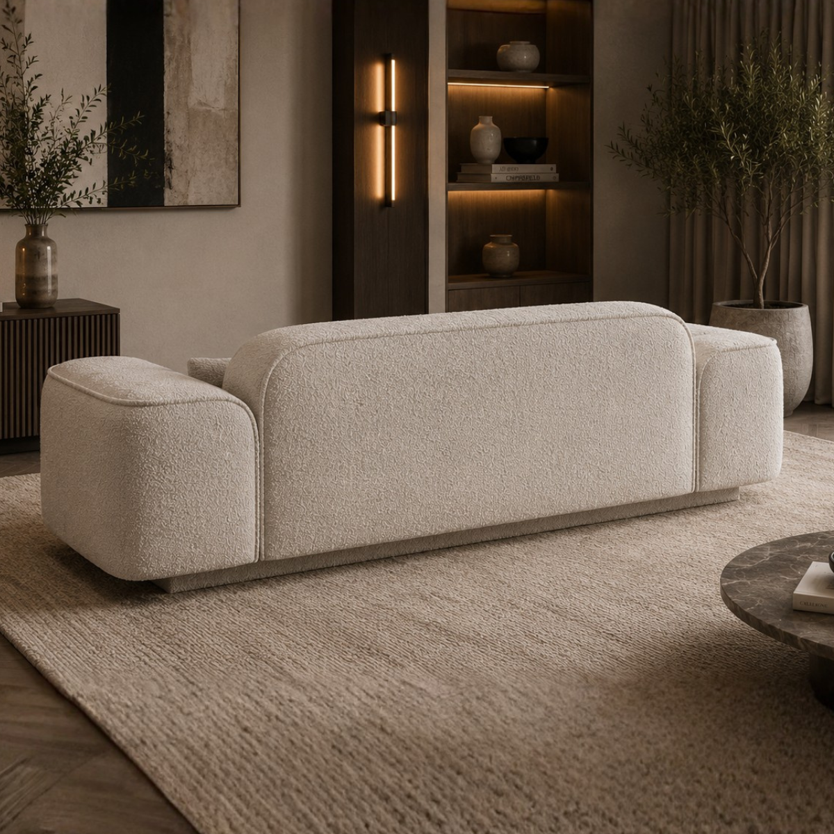 Bouclé Sofa Bed Ruby, modern design for the living room