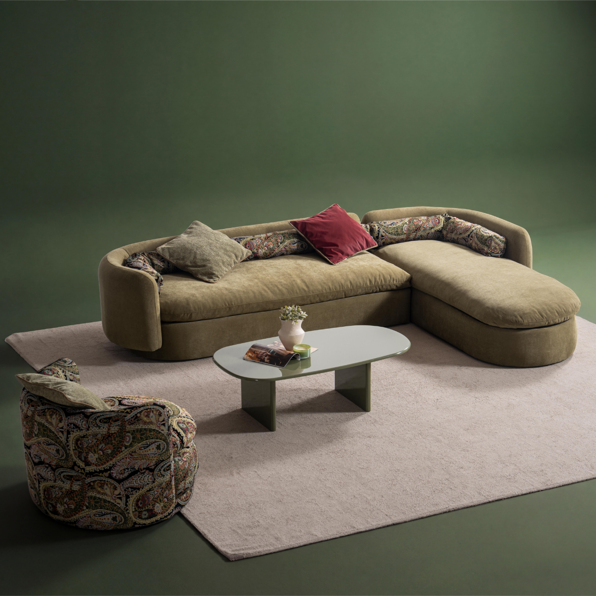 Modular Corner Sofa Bellagio, Italian elegance in bouclé