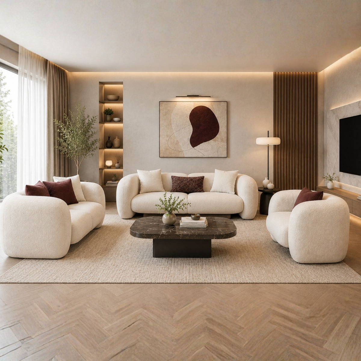 Modern Bouclé Sofa, Luna