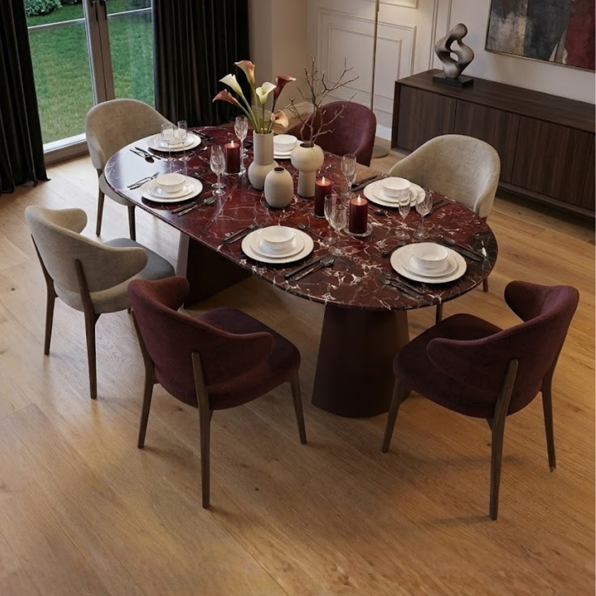Dining Table Lusso 200x100 cm, Ceramic or Marble Top