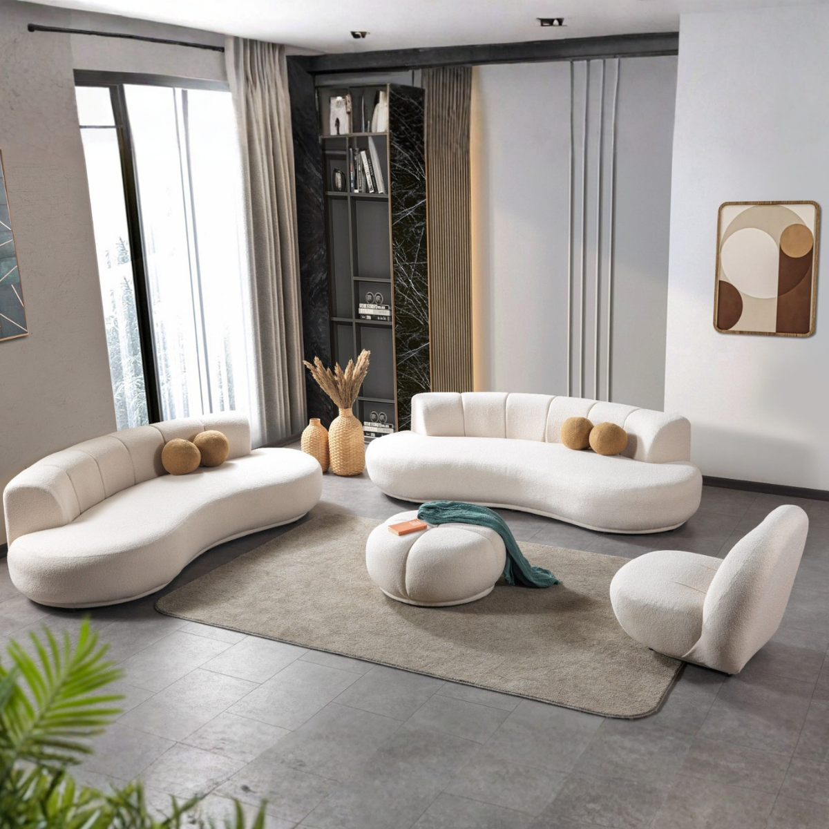 Modern Bouclé Sofa, Cavella