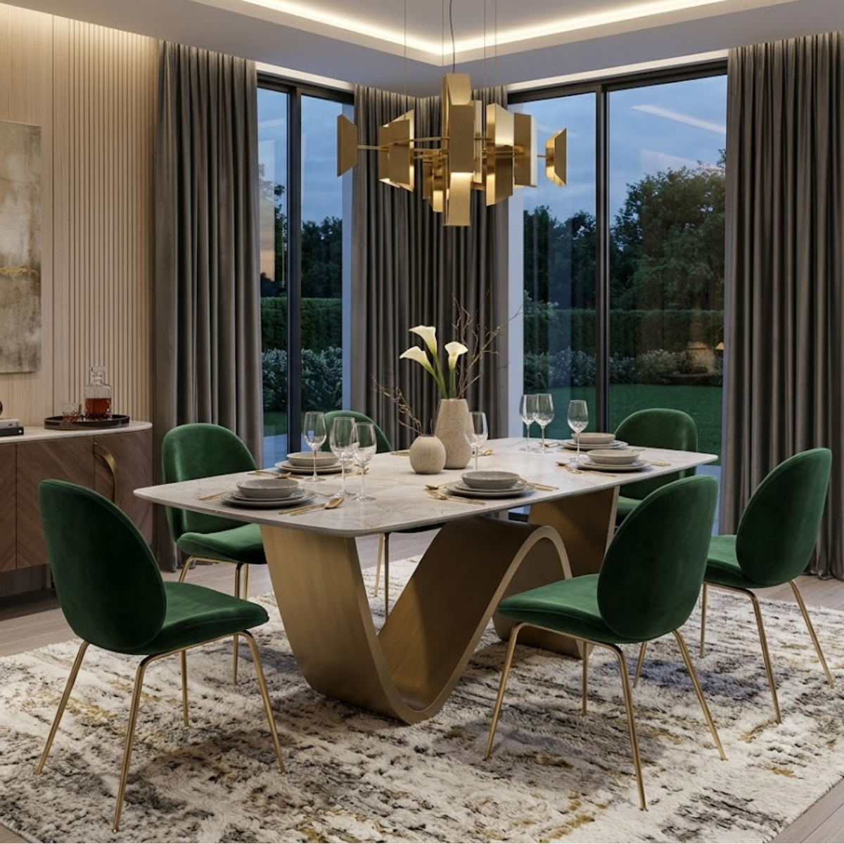 Dining Table Wien, sculptural design and ceramic top