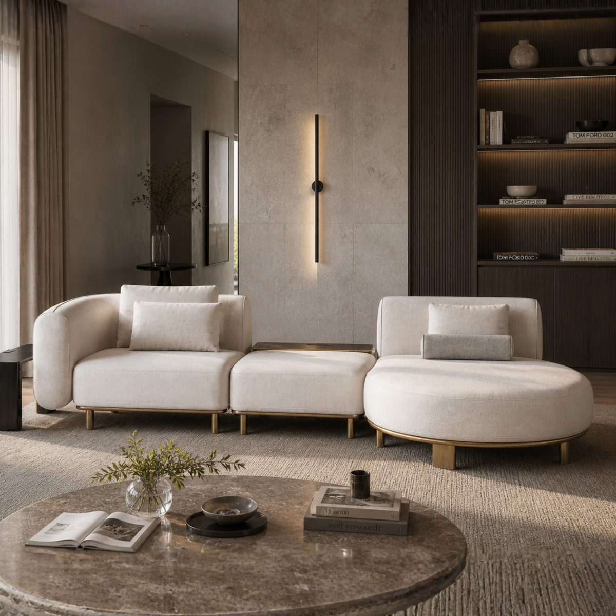 Modular Bouclé Corner Sofa Galla, modern design for the living room