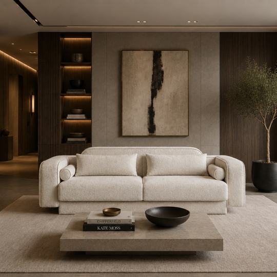 Bouclé Sofa Bed Ruby, modern design for the living room