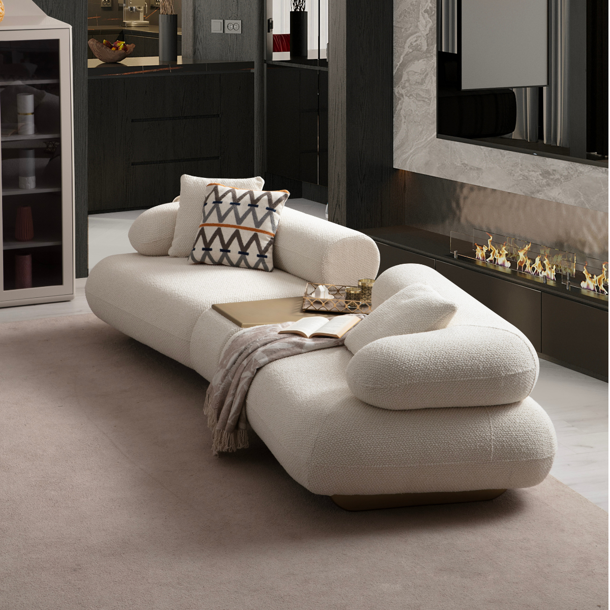 Bouclé Sofa, Glamour