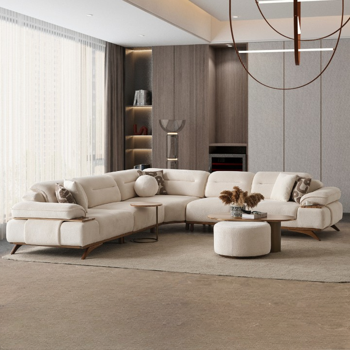 Modular Bouclé Corner Sofa, Safir