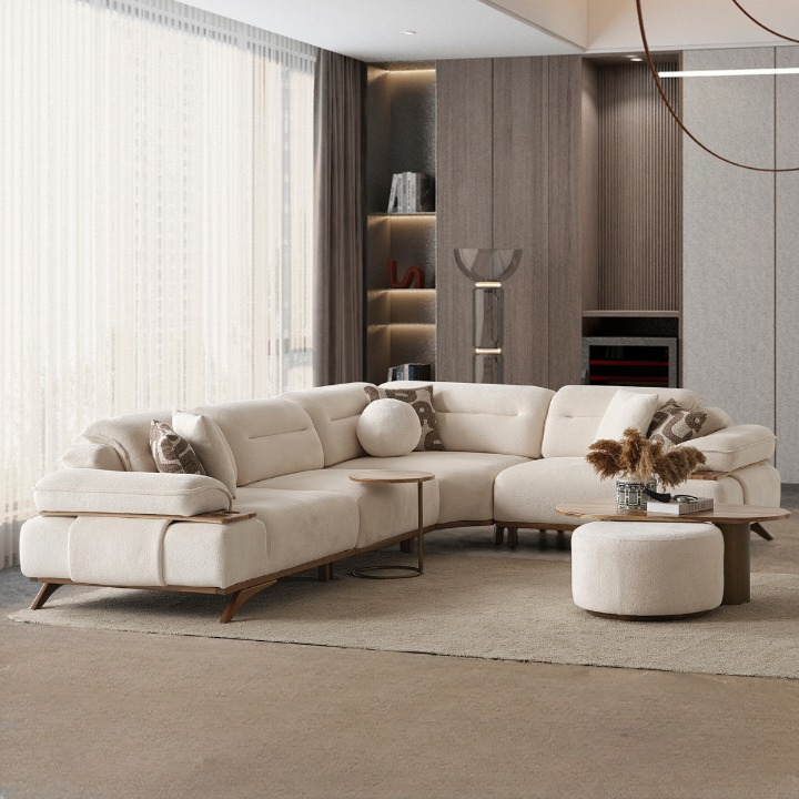 Modular Bouclé Corner Sofa, Safir