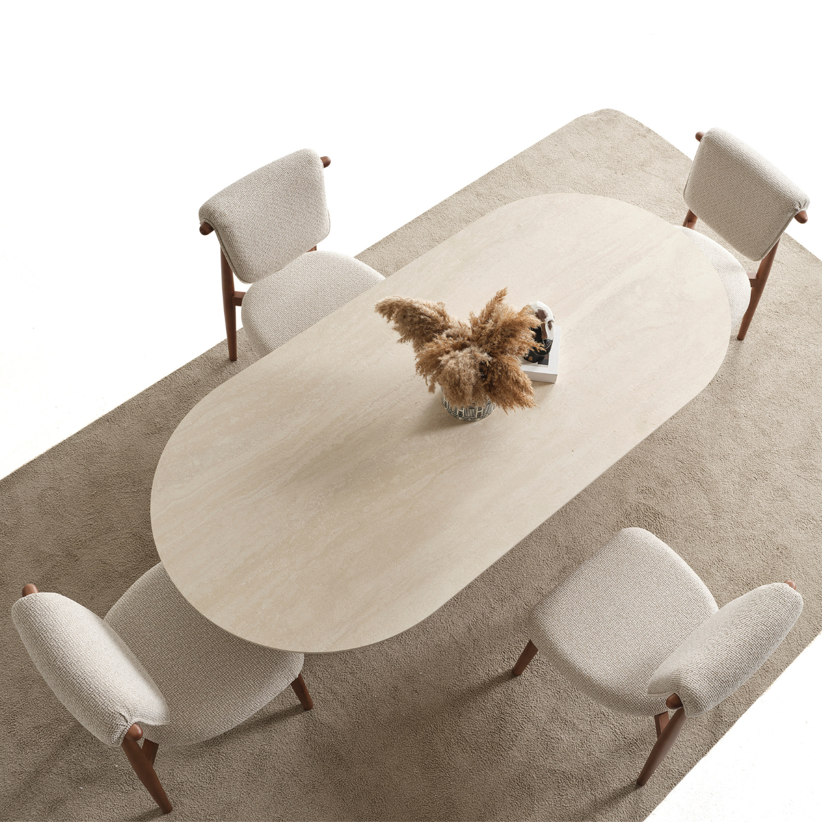 Marble-Effect Dining Table, Crown