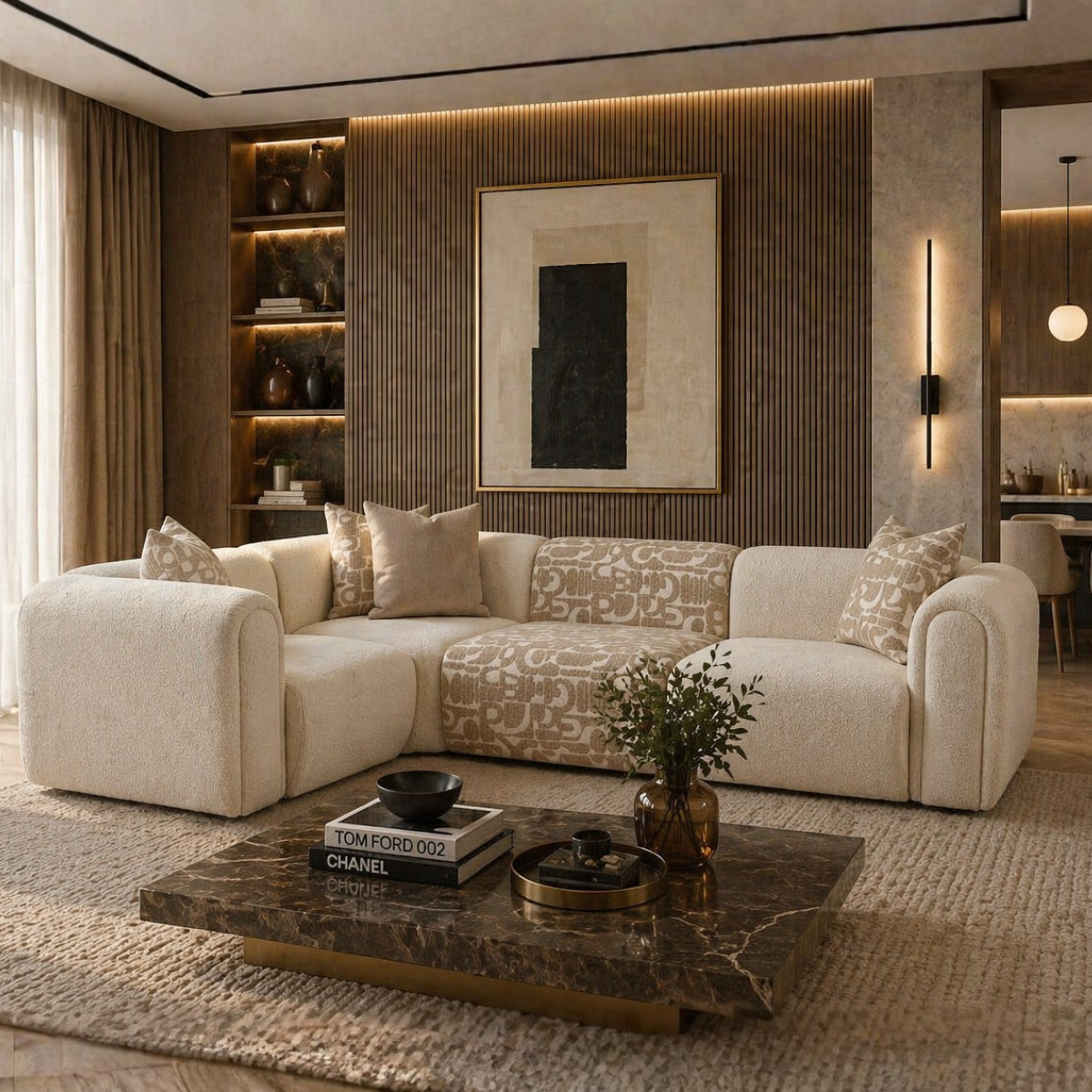 Modular Bouclé Corner Sofa, Como