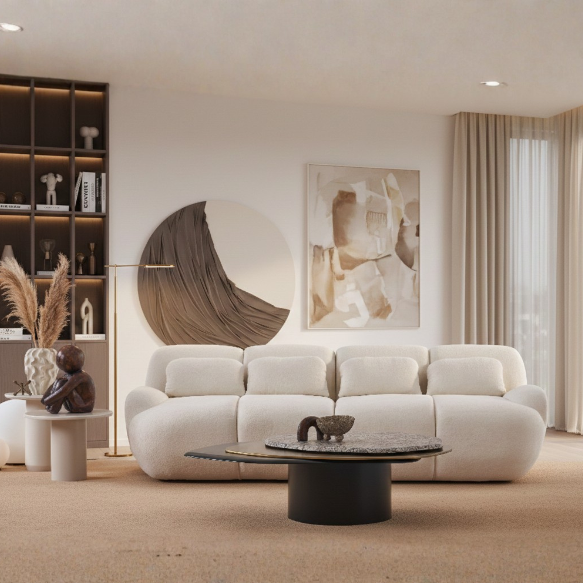 3-Seater Bouclé Sofa Monaco