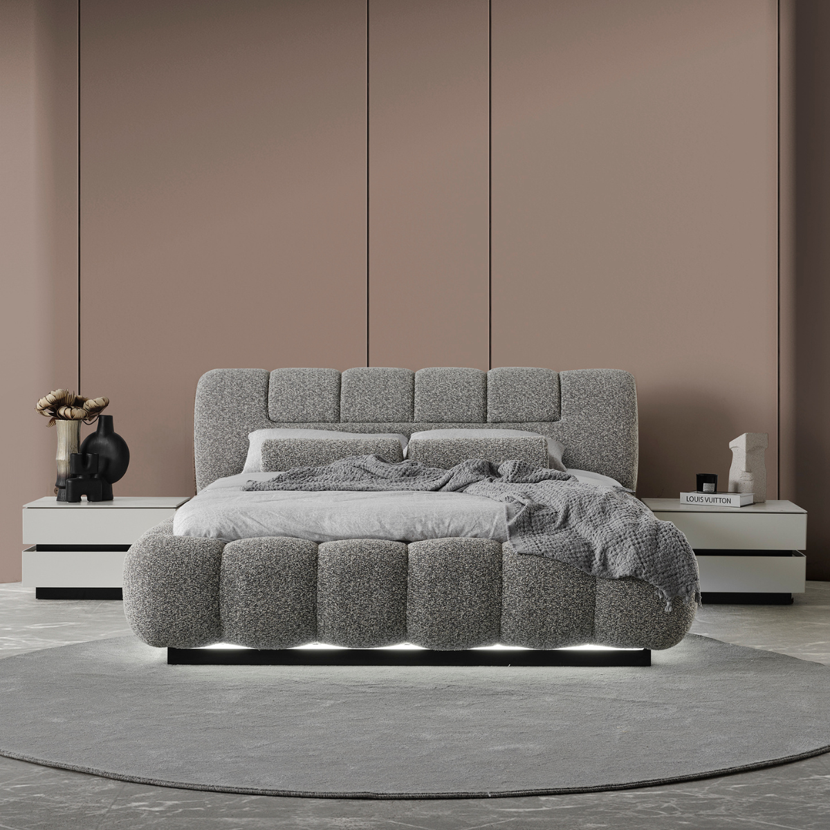 Upholstered Bouclé Bed, Ashley