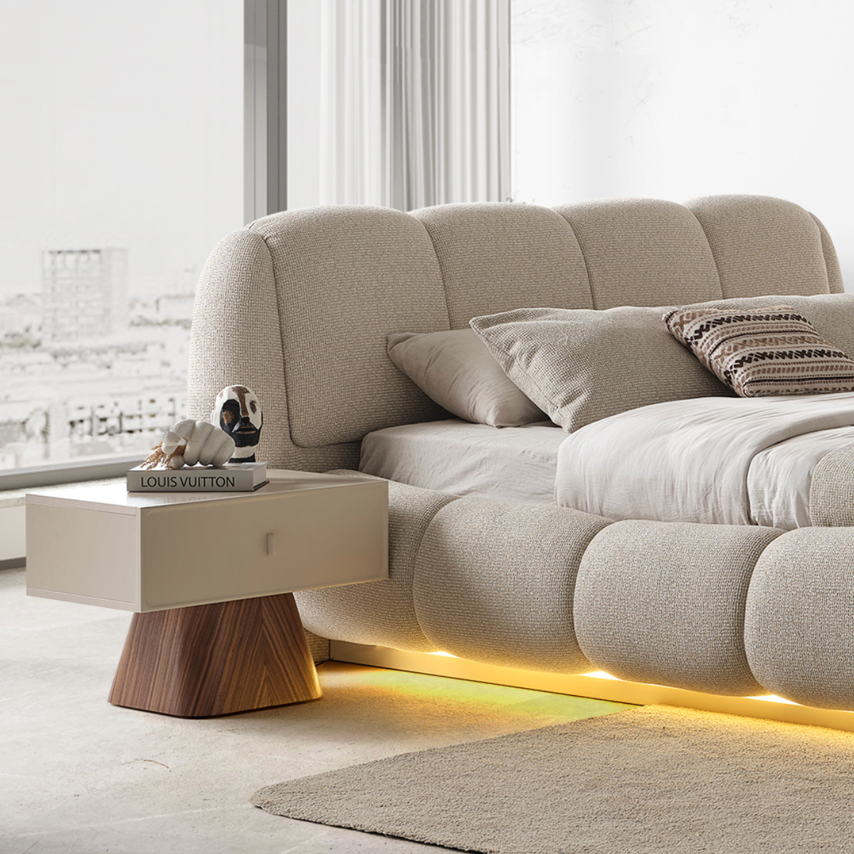 Modern Upholstered Bed, Crown