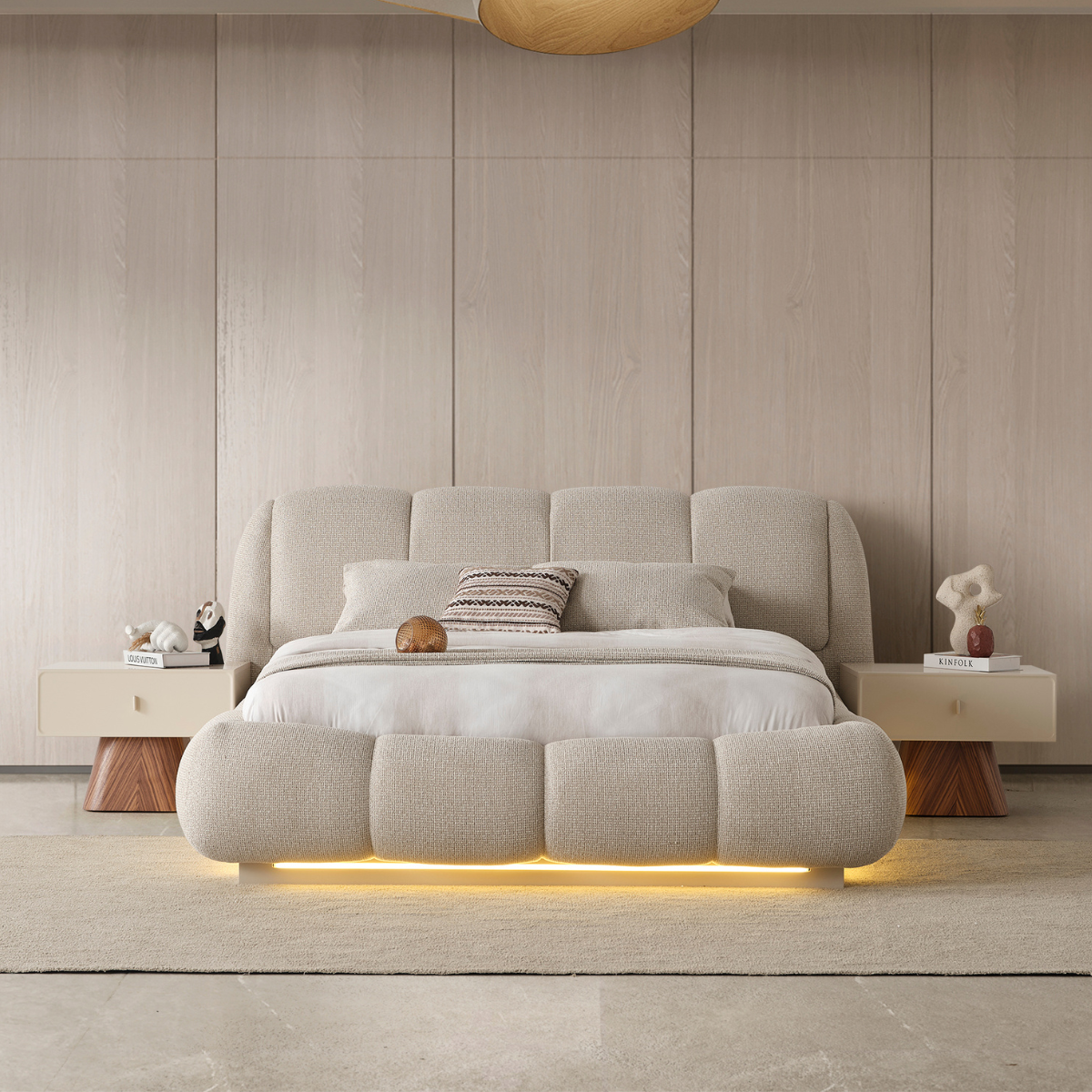 Modern Upholstered Bed, Crown