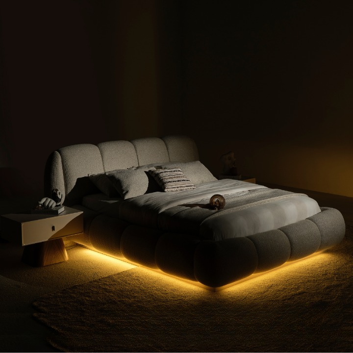 Modern Upholstered Bed, Crown