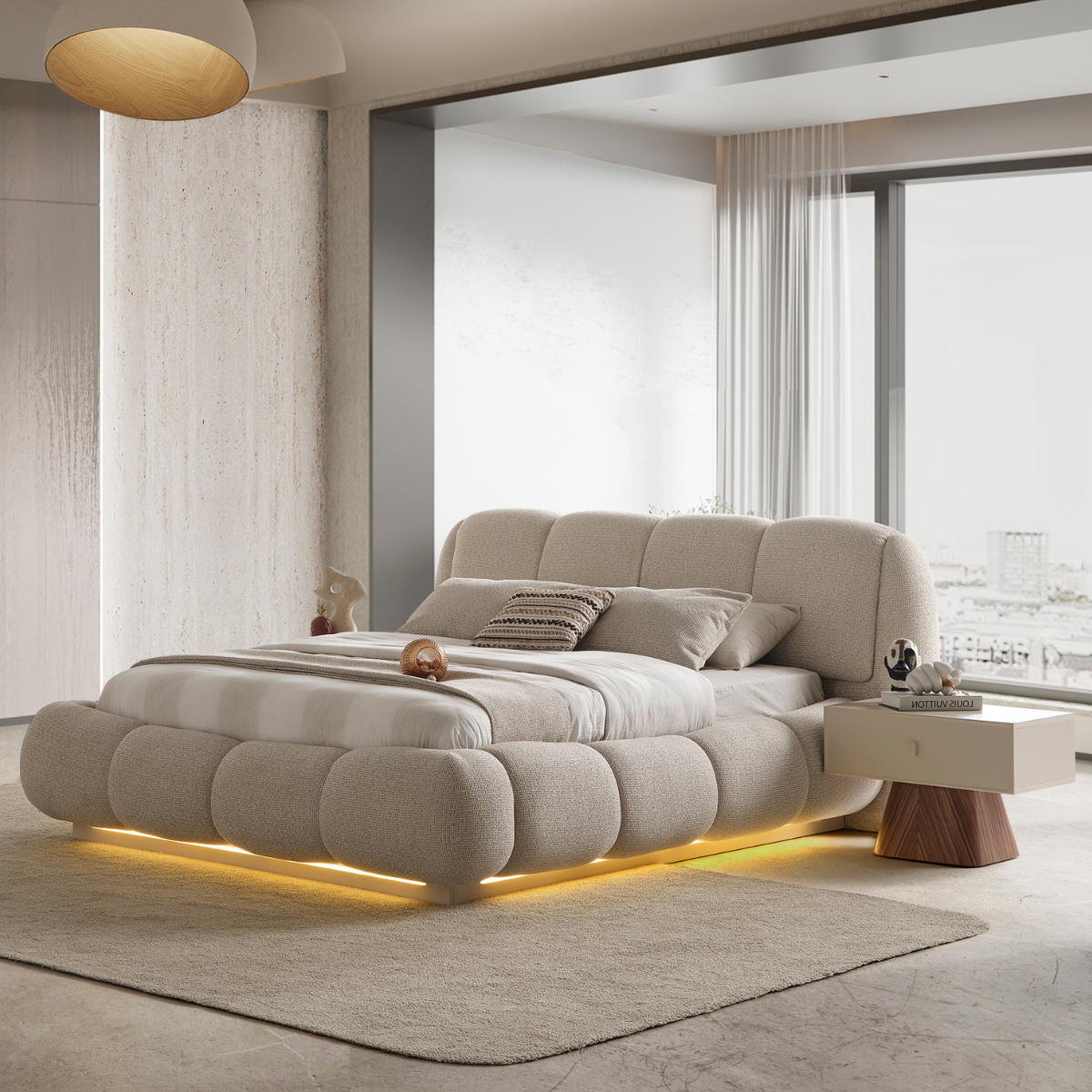 Modern Upholstered Bed, Crown