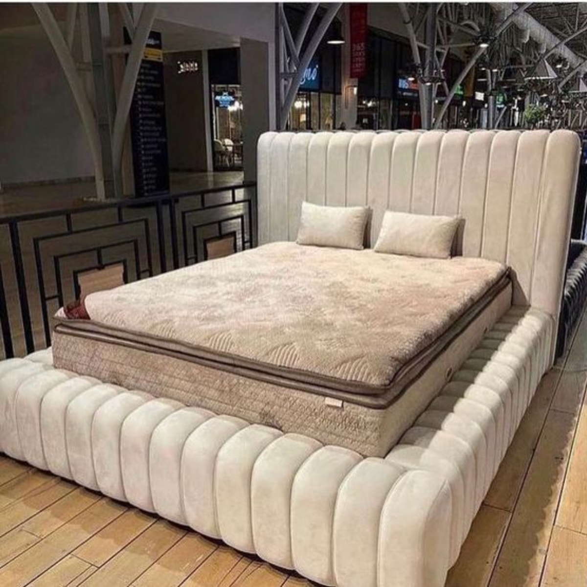 Modern Upholstered Bed with Storage, Hena