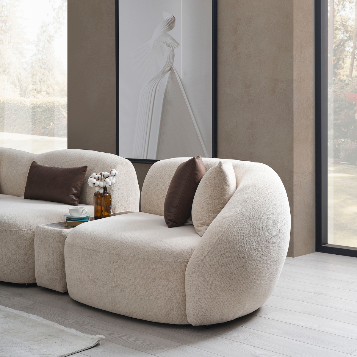 Modular Bouclé Corner Sofa, Sidney