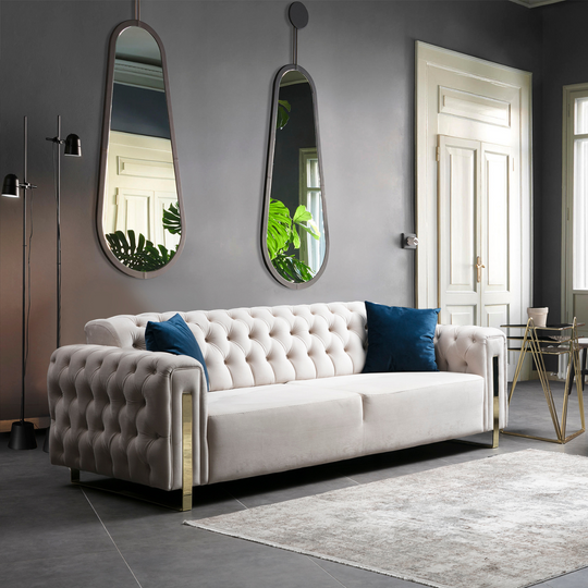 Chesterfield Sofa with Recliner, Asel