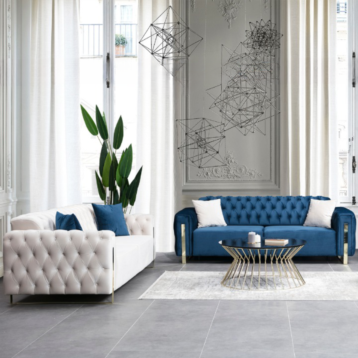 Chesterfield Sofa with Recliner, Asel