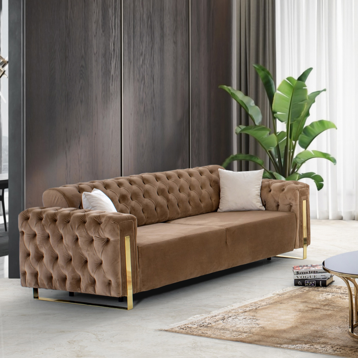 Chesterfield Sofa with Recliner, Asel