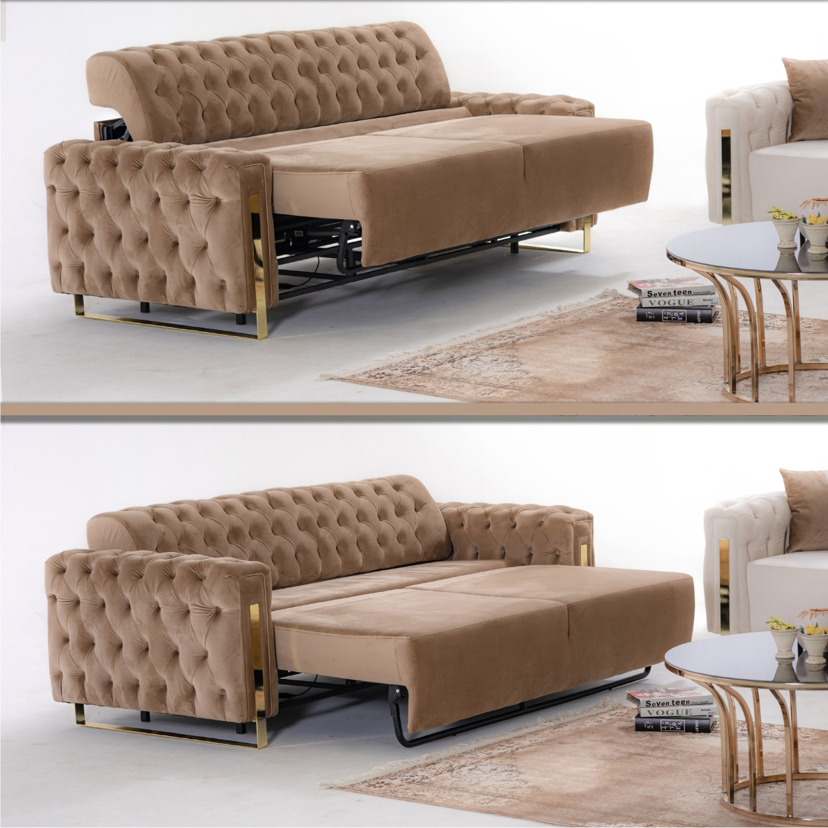 Chesterfield Sofa with Recliner, Asel