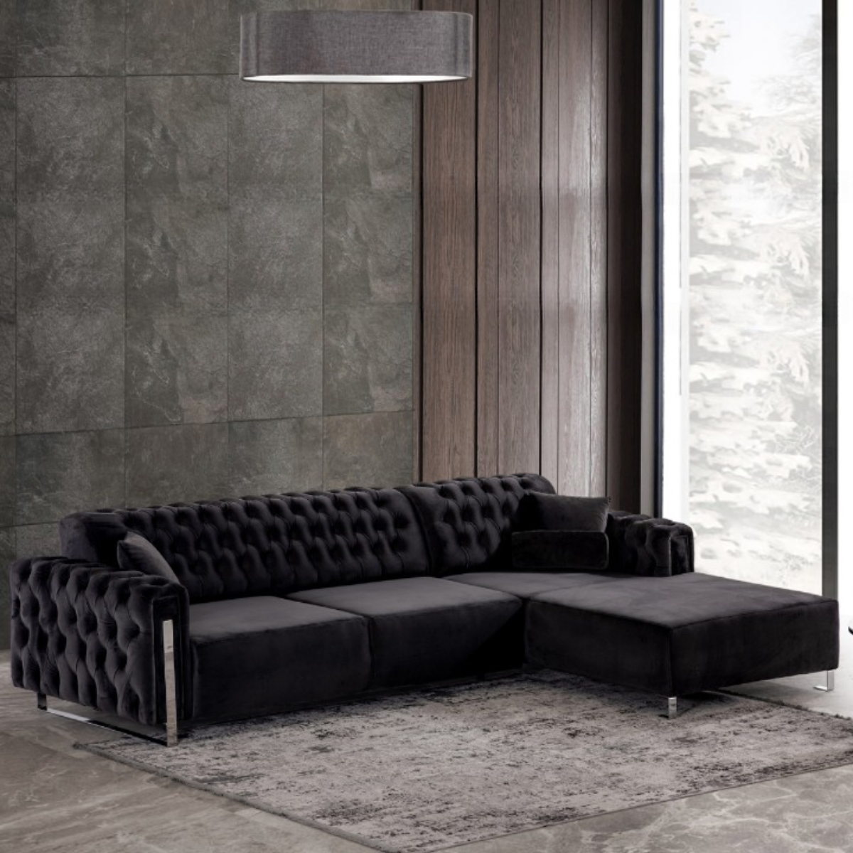 Luxury Corner Sofa with Chaise Longue and Recliner, Asel