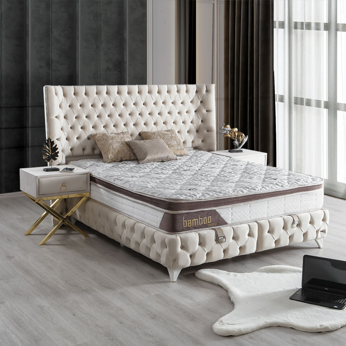 Modern Upholstered Bed with Storage, Helen