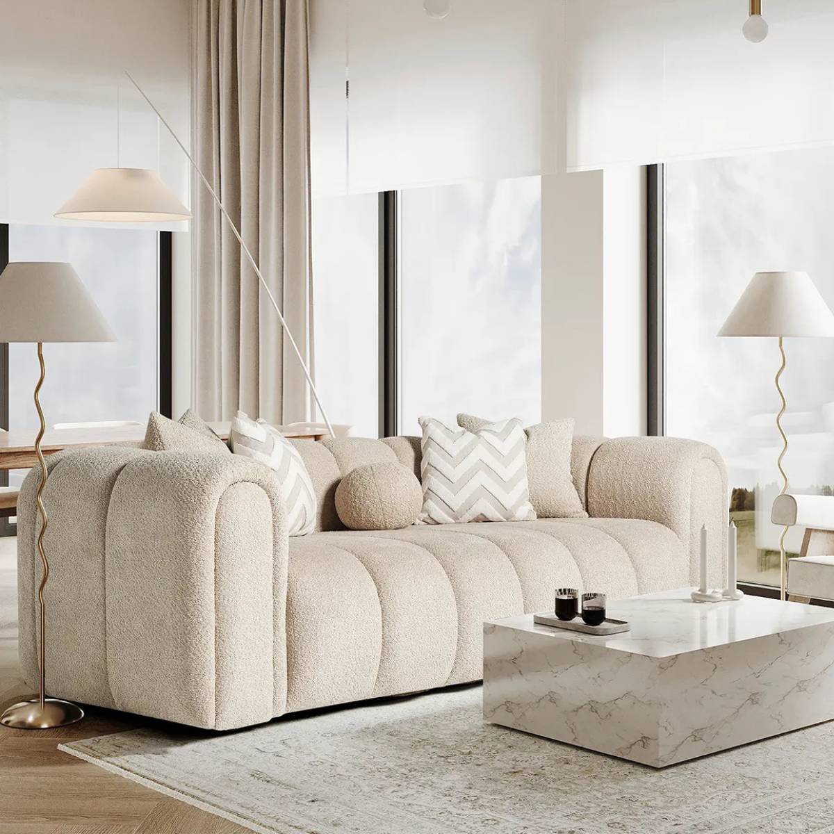 3-Seater Bouclé Sofa, London