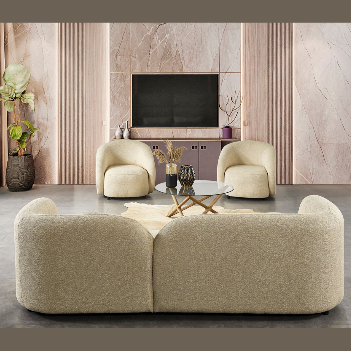 3-Seater Bouclé Sofa, Bodrum