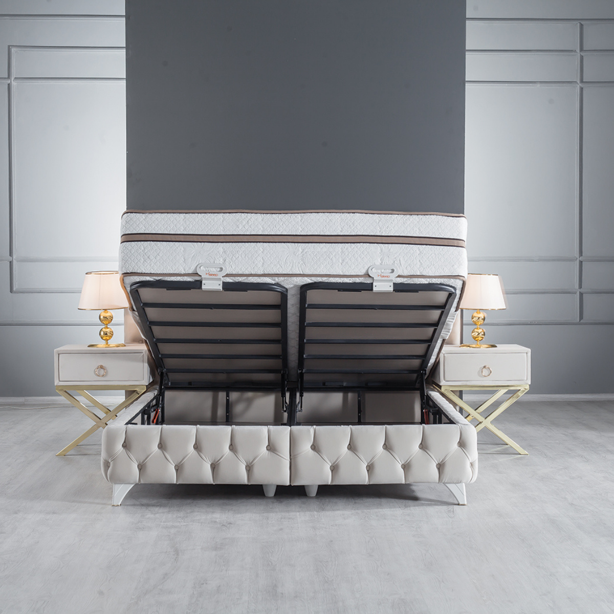 Modern Upholstered Bed with Storage, Helen
