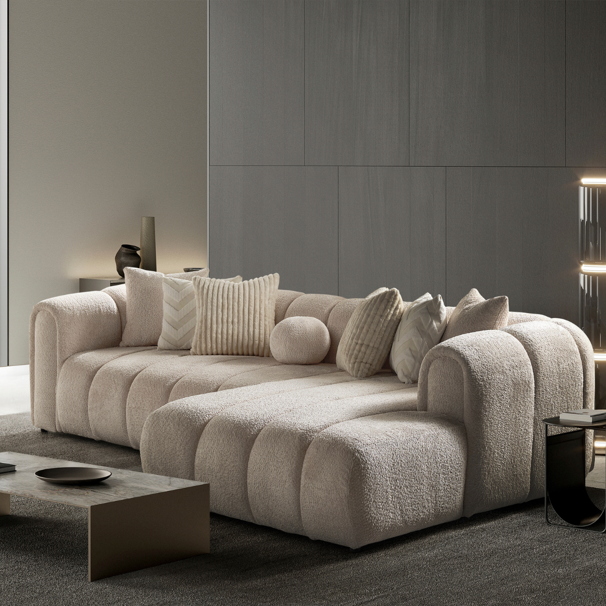 Modern Bouclé Corner Sofa, London