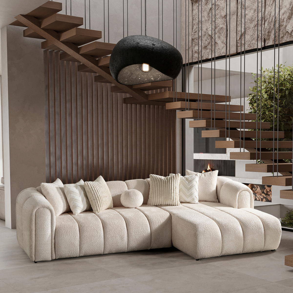 Modern Bouclé Corner Sofa, London