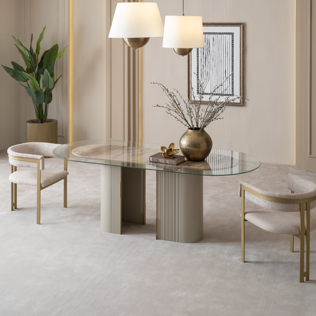 Luxury Dining Table and Chairs Set, Massimo