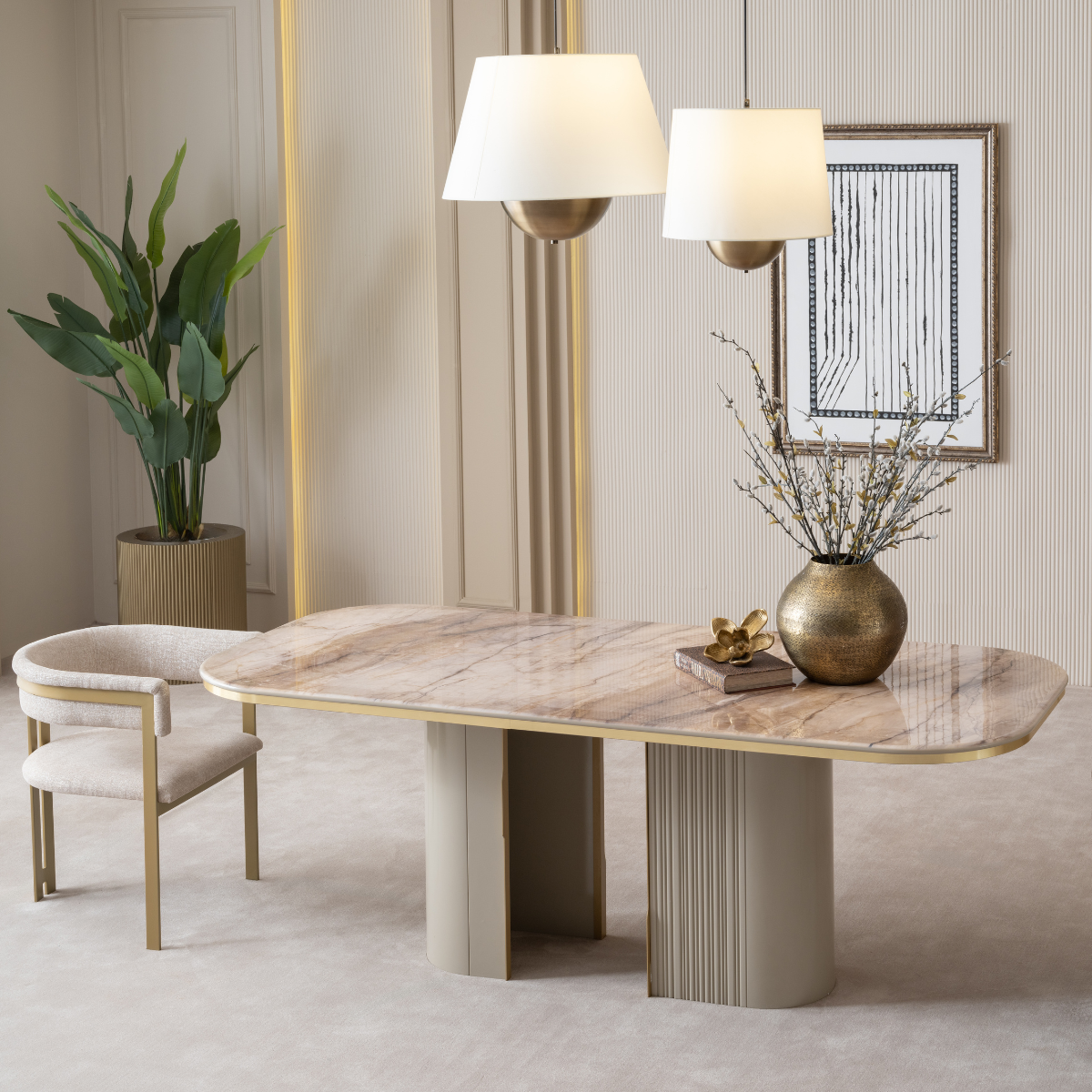 Luxury Dining Table and Chairs Set, Massimo