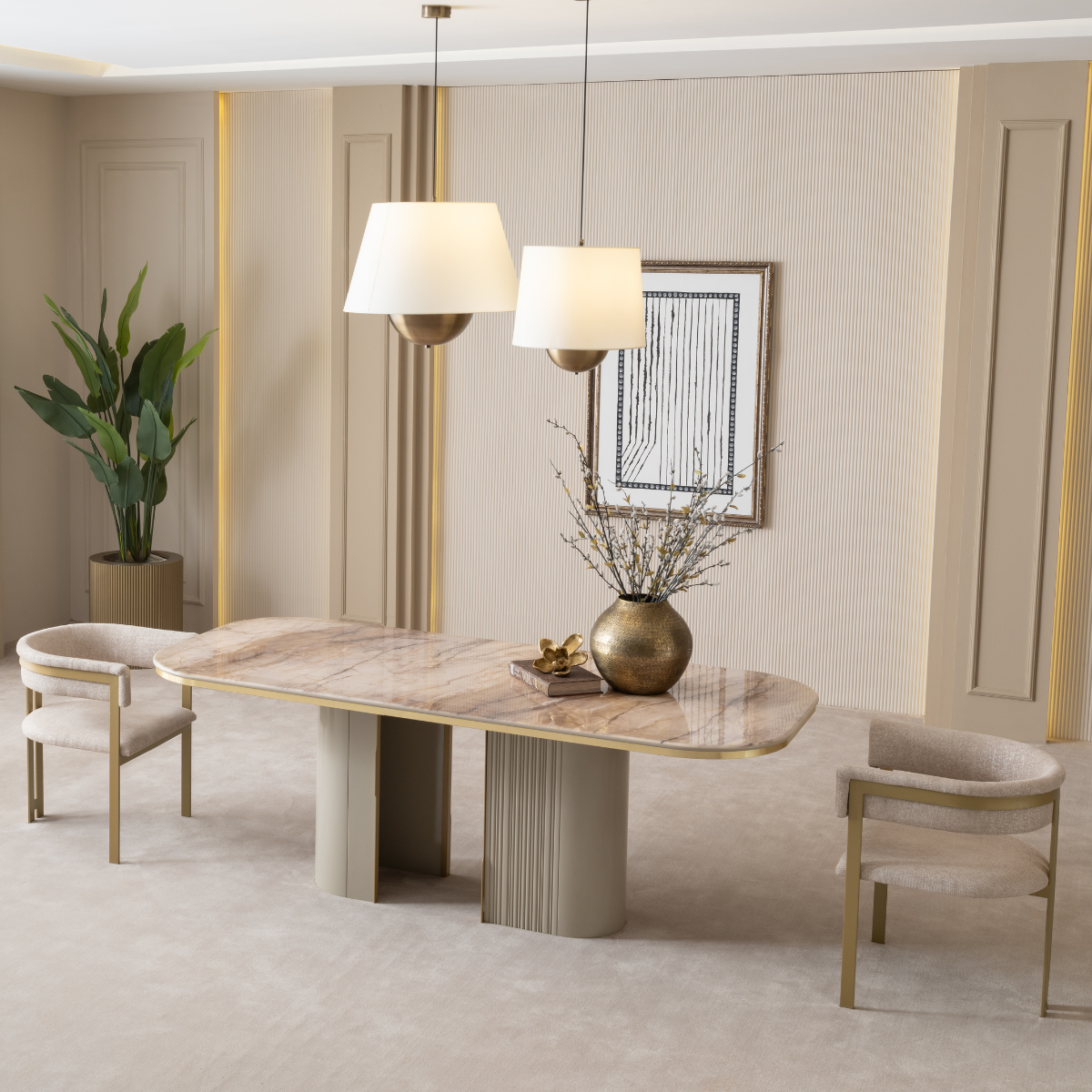 Luxury Dining Table and Chairs Set, Massimo