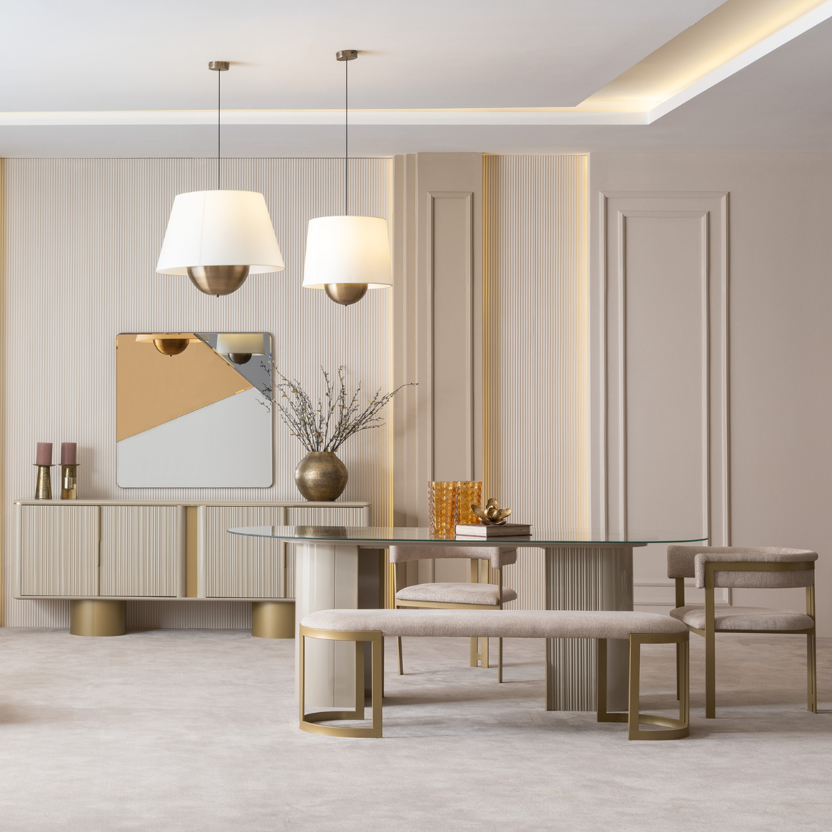 Luxury Dining Table and Chairs Set, Massimo