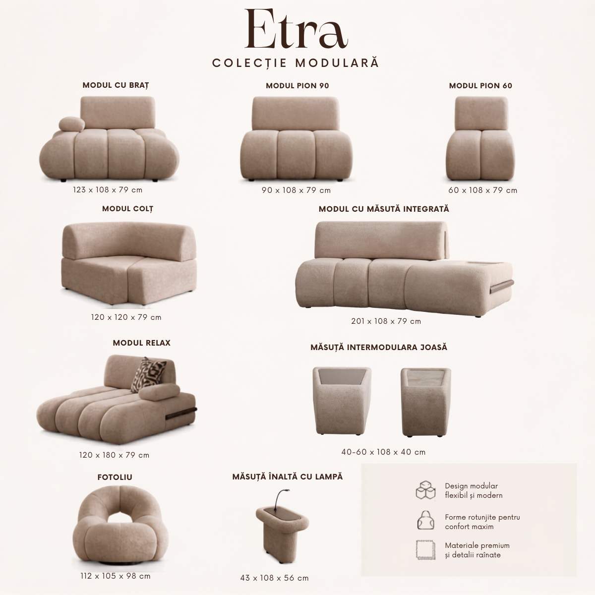 Modular Bouclé Sofas and Corner Sofas, Etra